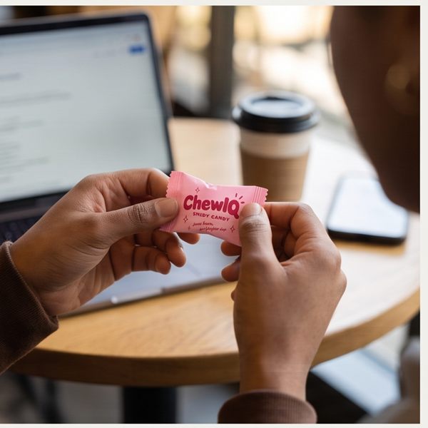 ChewIQ study candy, in use
